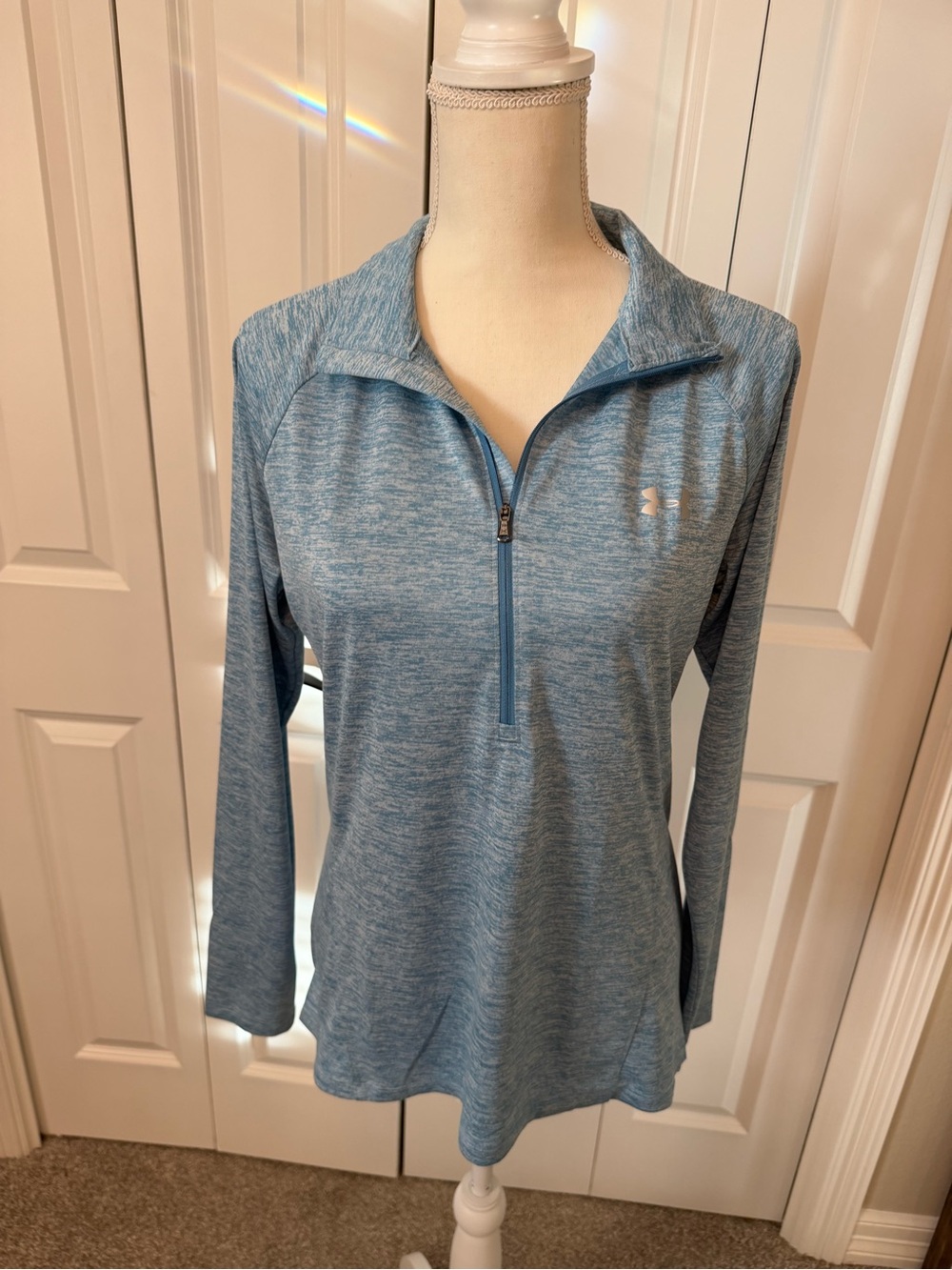 ⛔️UNDER ARMOUR Heat Gear Loose Womens' 1/2 Zip Long Sleeve Top Size Large EUC